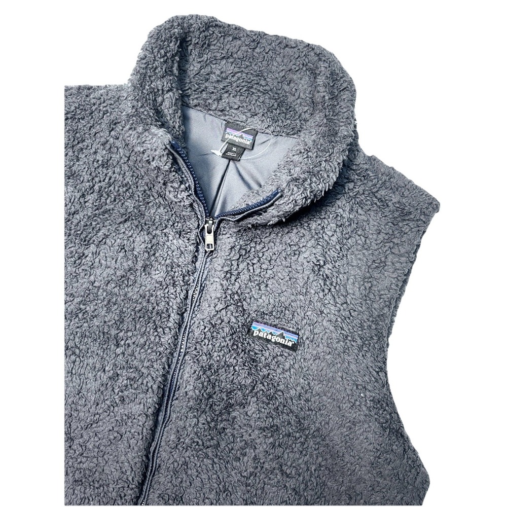 Patagonia Womens XL Sherpa Fleece Vest Gray Full Zip Worn Wear Recycled Warm